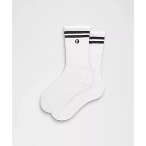 Unisex Daily Essential Crew Socks Stripe - White/Black